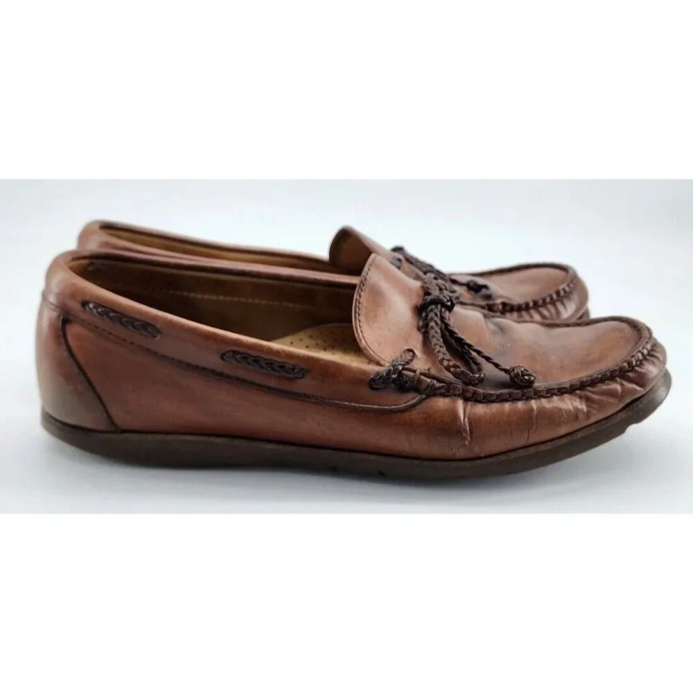 Stubbs and Wootton Palm Beach Brown Leather Boat Shoes Mens Size 10.5 D USA Made